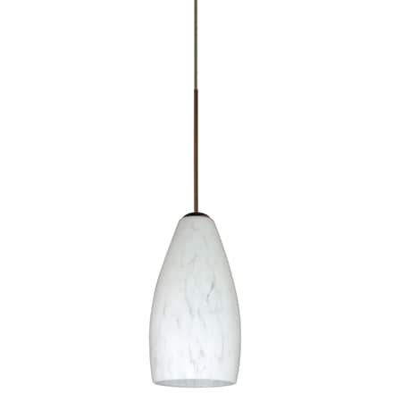 Besa Lighting 1XT-719819-BR Karli 1 Light Bronze Pendant Ceiling Light in Incandescent, Carrera Glass
